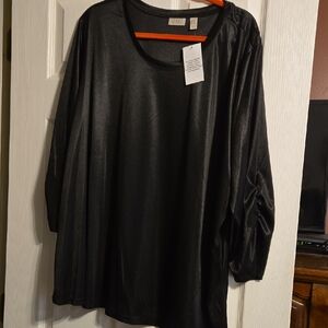 LOGO by Lori Goldstein Shimmering Black Long Sleeve Top